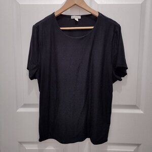 Derek Heart Black Scoop Neck Tee 2X Cotton Blend Relaxed Fit Minimal Basic